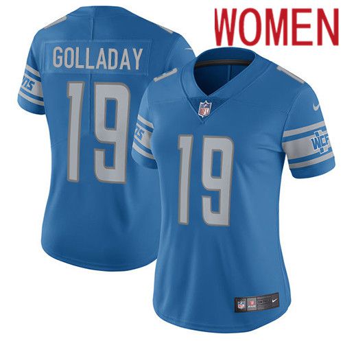 Women Detroit Lions #19 Kenny Golladay Nike Blue Vapor Limited NFL Jersey->women nfl jersey->Women Jersey